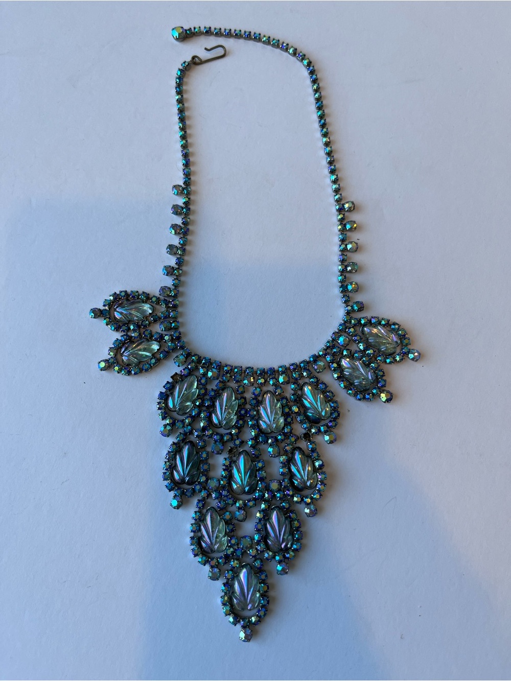 Vintage Statement Necklace Rhinestone Aurora Borealis - Picture 2 of 7